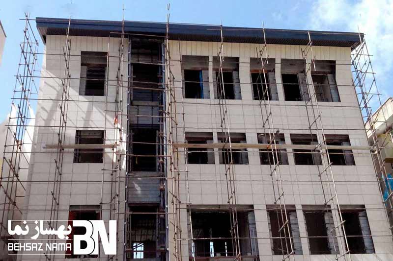 مجتمع تجاری پردیس تهران | اجرای نمای سرامیک خشک به روش نمایان