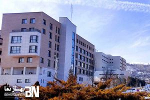ساختمان ستادی دانشکده علوم پزشکی همدان | اجرای نمای ترکیبی سرامیک