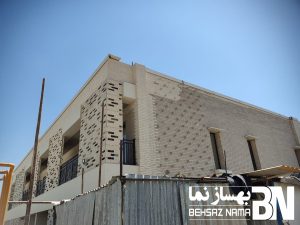 پروژه ساختمان اداری برج میلاد | اجرای نمای آجر به روش خشک