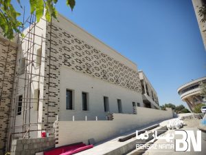 پروژه ساختمان اداری برج میلاد | اجرای نمای آجر به روش خشک